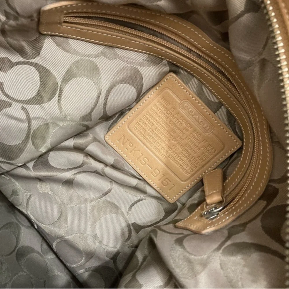 Coach vintage XL Leather Convertable Duffle Bag Tote Purse 9151 tan nickel